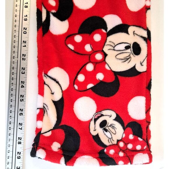 Disney Minnie Mouse Pajama Pants Bottoms Womens Small Red Black White PJs Fleece - Picture 3 of 4
